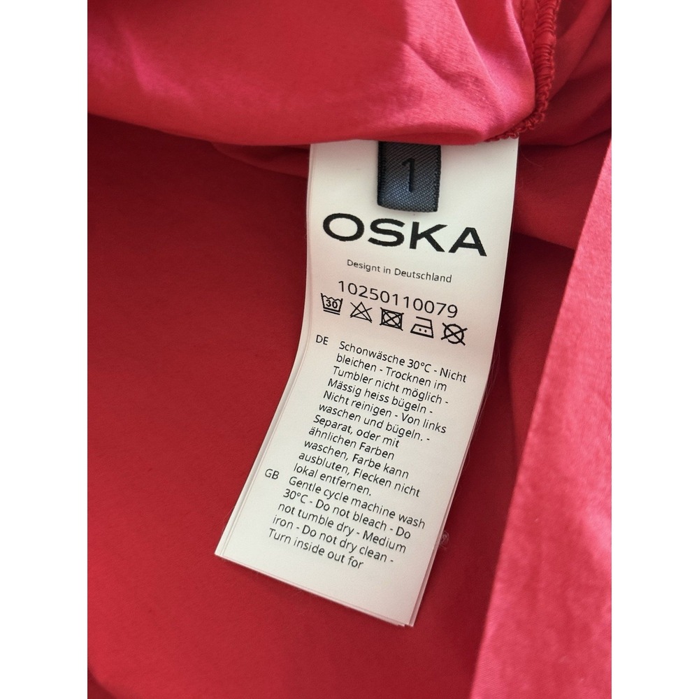 Oska Oversize Button Down Shirt Size 1 (6-8 US) Red 100% Cotton Poplin Collared - Picture 6 of 11
